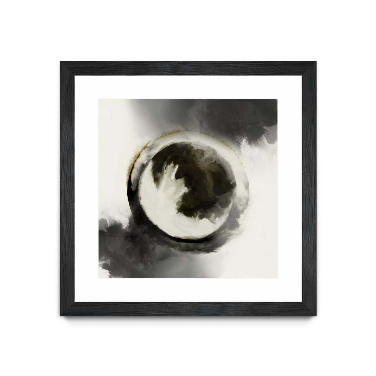 Smokey Circumference Matted and Framed Black 36x36 Wall Art|Œuvre d'art murale encadrée noire et mate « Smokey Circumference » 36 x 36