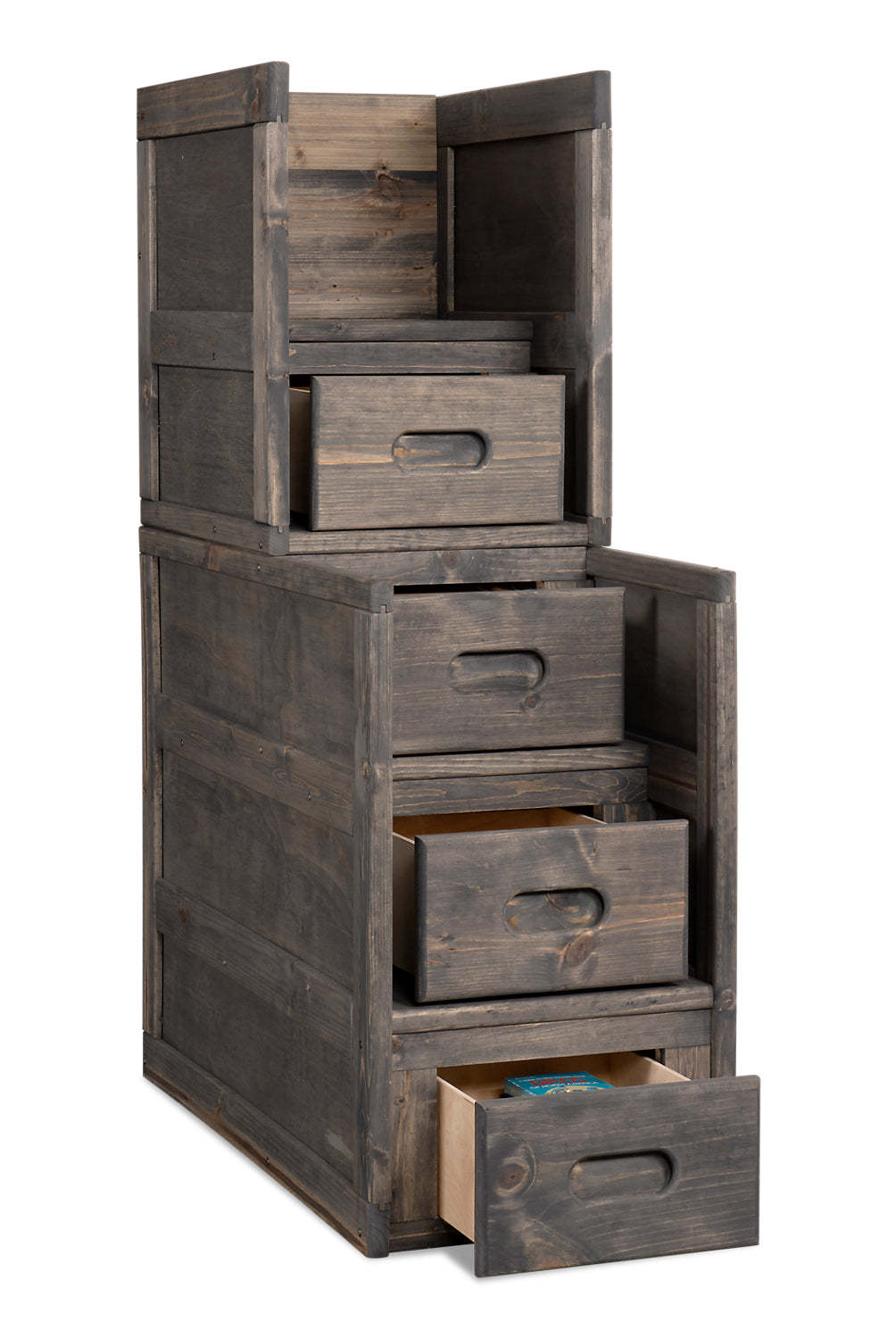Piper 4-Drawer Bedroom Stairway Chest for Kids, 21W - Driftwood Grey | Commode escalier de chambre à coucher Piper de 21 po (L) à 4 tiroirs pour enfants - gris bois de grève
