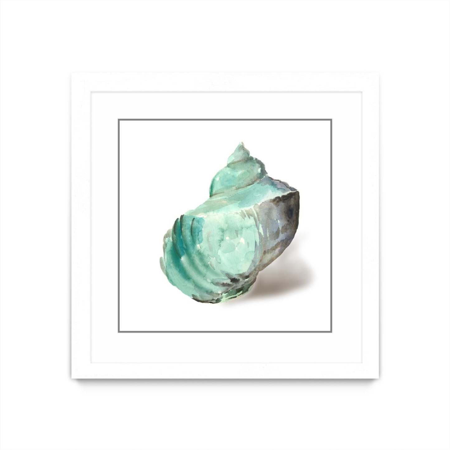 Œuvre murale encadrée blanche et mate « Shell In Mint » 36 x 36