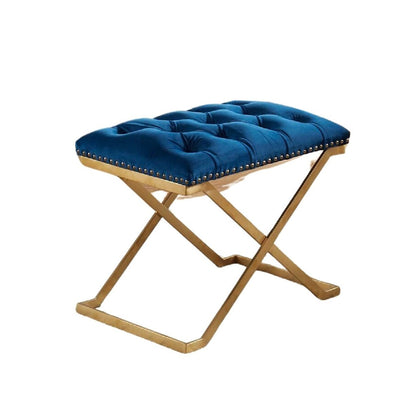 Pouf Impérial Capitonné avec Base Dorée Bancs Bleu Marine|Pouf Impérial capitonné bleu marine avec base dorée