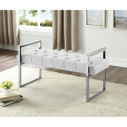 Banc Impérial Capitonné avec Support Argenté Bancs Beige|Banc Impérial capitonné beige avec support argenté
