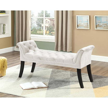 Banc Imperial capitonné avec accoudoirs Beige Benches|Banc Imperial capitonné beige avec accoudoirs