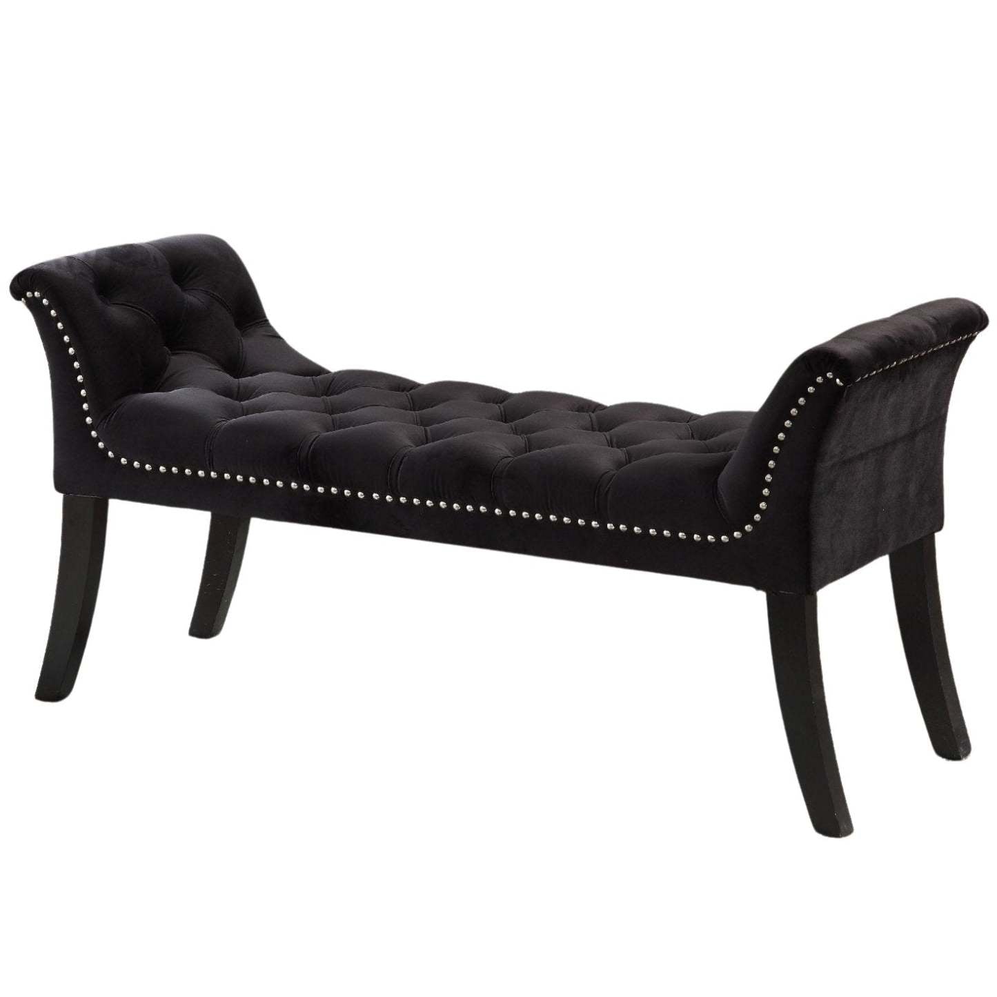 Banc Imperial capitonné avec accoudoirs Black Benches|Banc Imperial capitonné noir avec accoudoirs