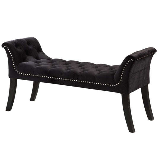 Banc Imperial capitonné avec accoudoirs Black Benches|Banc Imperial capitonné noir avec accoudoirs