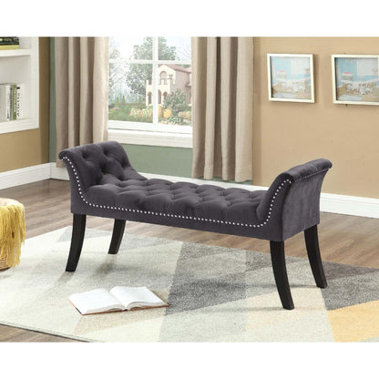 Banc Imperial Capitonné avec Accoudoirs Gris Bancs|Banc Imperial capitonné gris avec accoudoirs