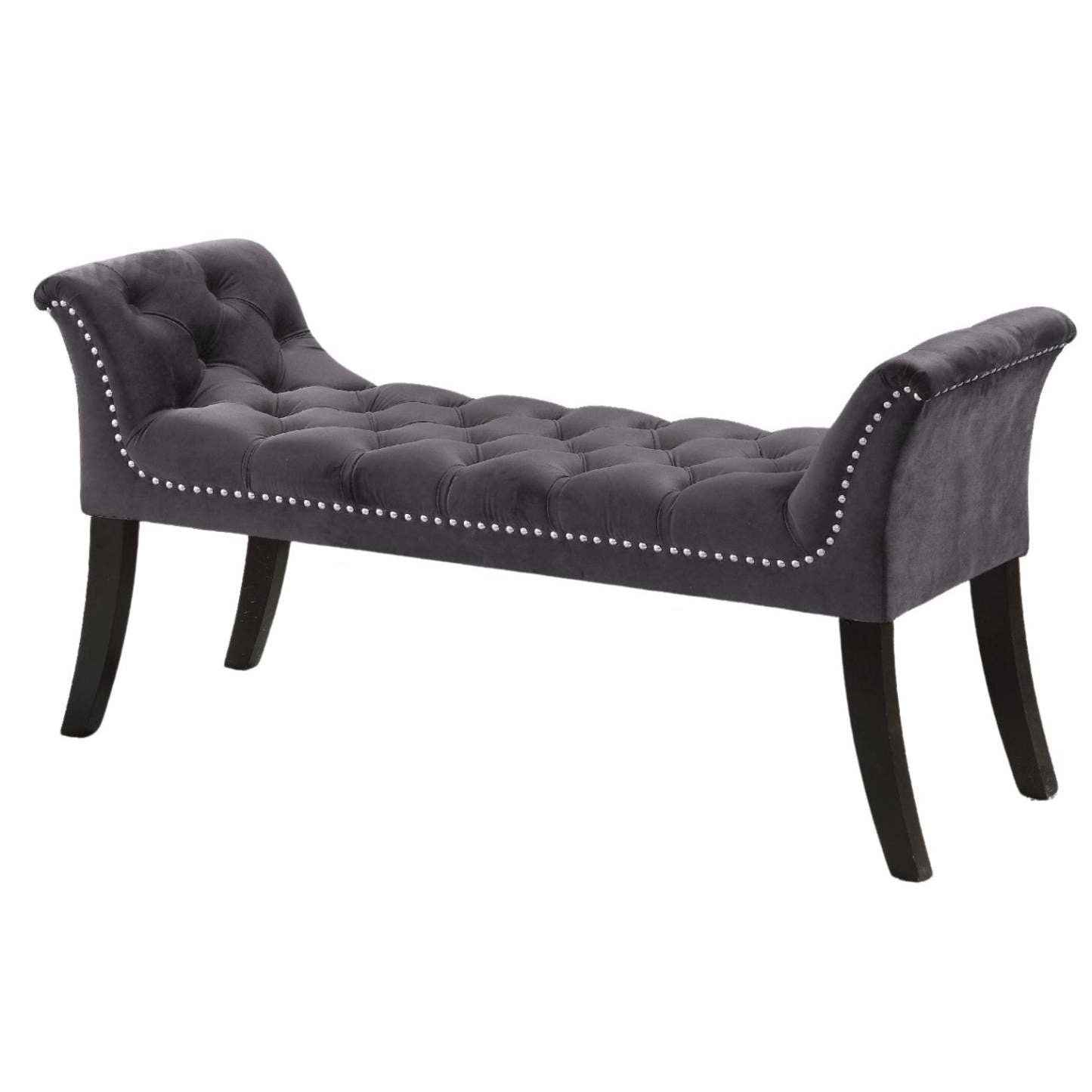 Banc Imperial Capitonné avec Accoudoirs Gris Bancs|Banc Imperial capitonné gris avec accoudoirs