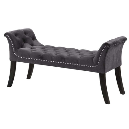 Banc Imperial Capitonné avec Accoudoirs Gris Bancs|Banc Imperial capitonné gris avec accoudoirs