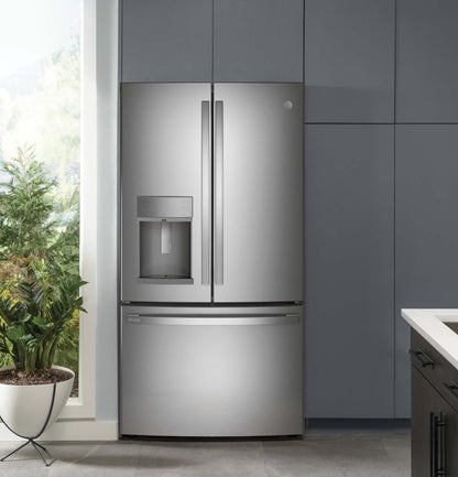 Réfrigérateur Profile de 36 po et de 22,1 pi³ à portes françaises - acier inoxydable - PYD22KYNFS | Profile 36 22.1 Cu. Ft. French-Door Refrigerator - Stainless - PYD22KYNFS