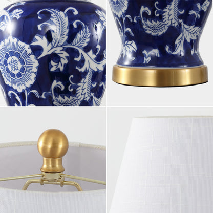 Lampe de table LED Penelope 22 Chinoiserie, bleu/blanc, par JONATHAN Y