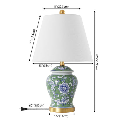 Lampe de table LED Penelope 22 Chinoiserie, bleu/blanc, par JONATHAN Y