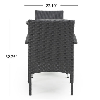 Ensemble bistrot d'extérieur Peterson 3 pièces en osier avec coussins par Christopher Knight Home