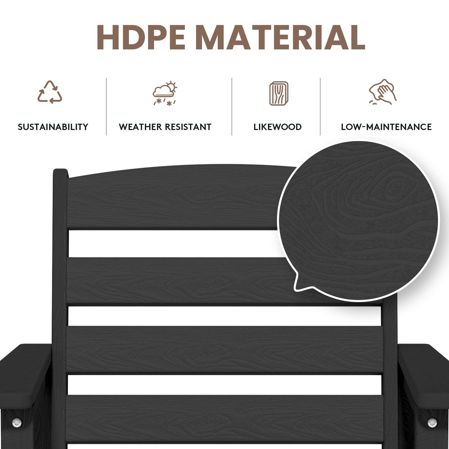 Ensemble de 3 chaises hautes Adirondack en plastique pour patio