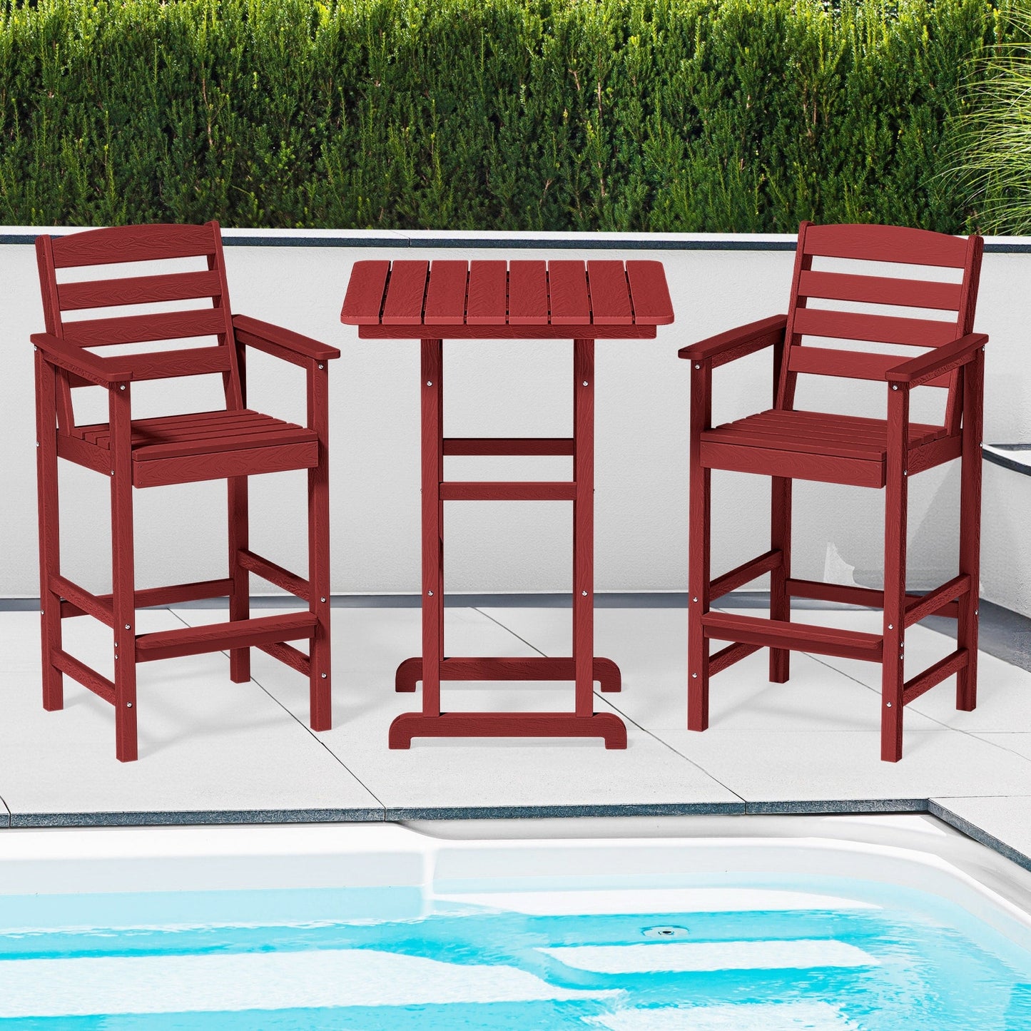 Ensemble de 3 chaises hautes Adirondack en plastique pour patio