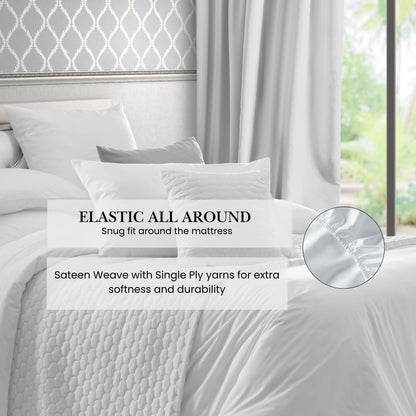 Ensemble de draps Pointehaven en coton à fibres longues, poches profondes, 620 fils/cm²