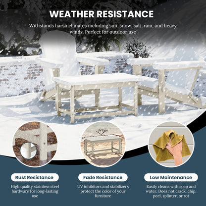 Table basse rectangulaire d'extérieur Polytrends Laguna en PEHD, résistante aux intempéries