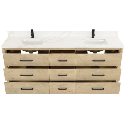 Meuble-lavabo Porto avec dessus en quartz blanc sans miroir