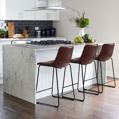 Tabourets de bar Bossin 18/26/30 pouces, tabourets de bar hauteur comptoir avec dossier, tabourets modernes en cuir PU, chaise de salle à manger avec repose-pieds