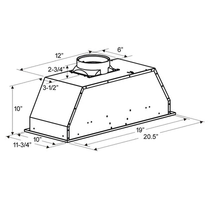 Hotte de cuisinière encastrée Victory 21 avec option sans conduit - Q6-21|Hotte de cuisinière encastrée Victory de 21 po avec option sans conduit - Q6-21