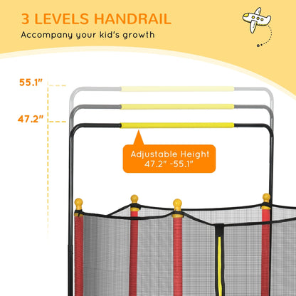 Trampoline Qaba 4,6' pour enfants avec panier de basket, barre horizontale, trampoline d'intérieur 55 pouces avec filet