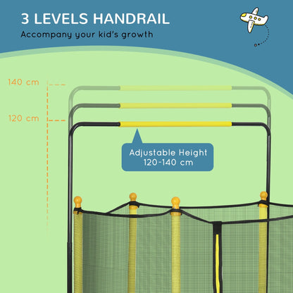 Trampoline Qaba 4,6' pour enfants avec panier de basket, barre horizontale, trampoline d'intérieur 55 pouces avec filet