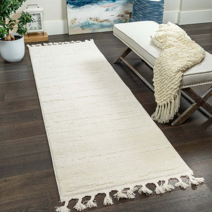 Carpette à poil long Quinto crème à motif de vagues - 2 pi 7 po x 8 pi