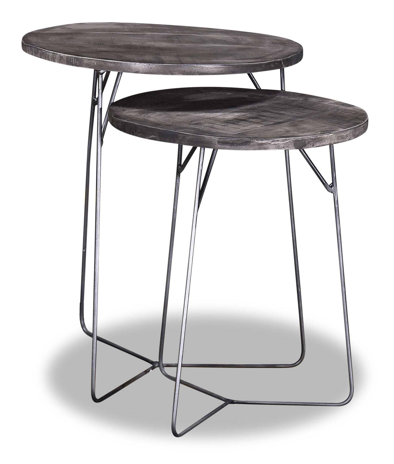 Remmi 18 2-Pack Nesting Accent Tables - Gris sable et gris métallisé |2 tables d'appoint gigognes Remmi de 18 po - gris sable et gris métallisé