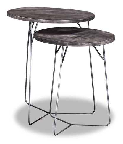 Remmi 18 2-Pack Nesting Accent Tables - Gris sable et gris métallisé |2 tables d'appoint gigognes Remmi de 18 po - gris sable et gris métallisé