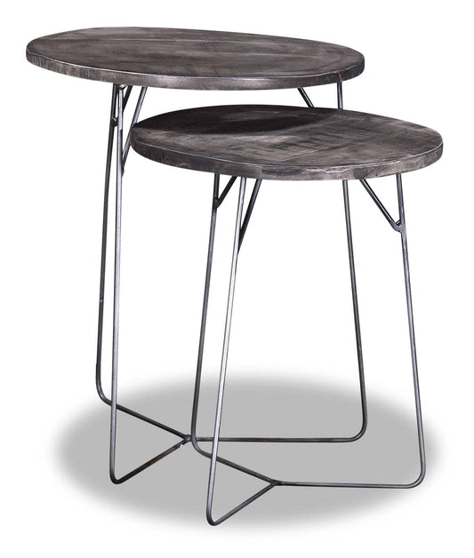 Remmi 18 2-Pack Nesting Accent Tables - Gris sable et gris métallisé |2 tables d'appoint gigognes Remmi de 18 po - gris sable et gris métallisé