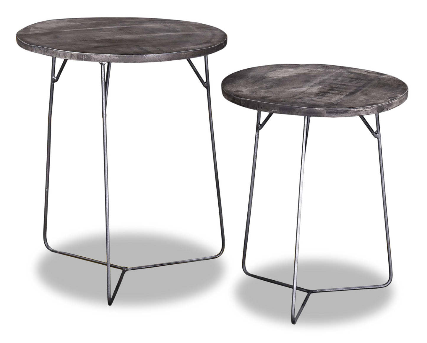 Remmi 18 2-Pack Nesting Accent Tables - Gris sable et gris métallisé |2 tables d'appoint gigognes Remmi de 18 po - gris sable et gris métallisé