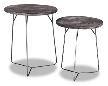 Remmi 18 2-Pack Nesting Accent Tables - Gris sable et gris métallisé |2 tables d'appoint gigognes Remmi de 18 po - gris sable et gris métallisé