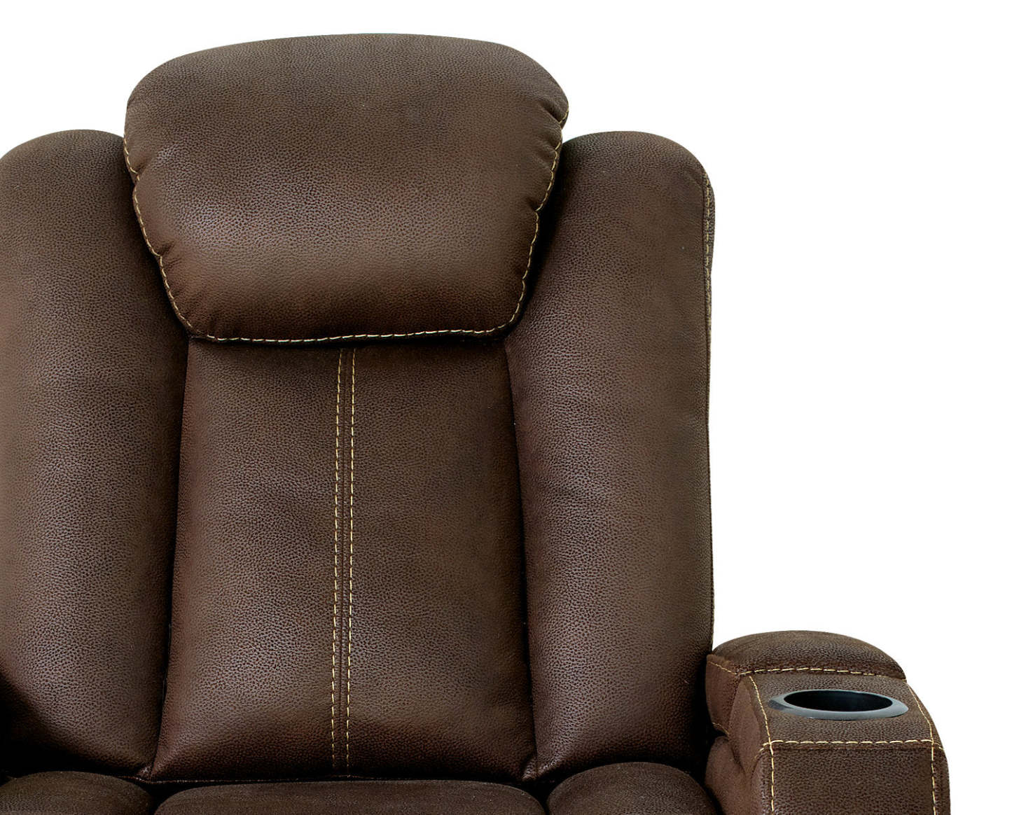 Ross 36 Fauteuil à inclinaison électrique en tissu de suédine avec appuie-tête électrique et deux porte-gobelets - brun chocolat