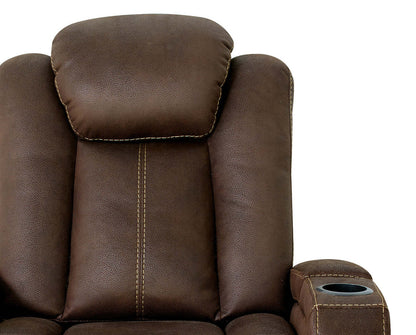 Ross 36 Fauteuil à inclinaison électrique en tissu de suédine avec appuie-tête électrique et deux porte-gobelets - brun chocolat