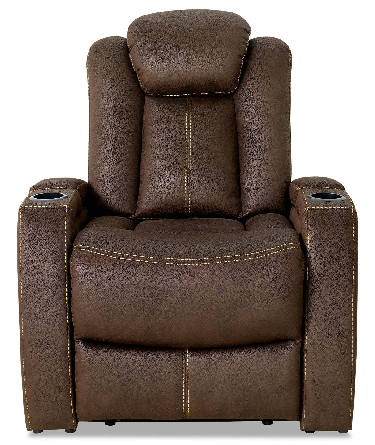 Ross 36 Fauteuil à inclinaison électrique en tissu de suédine avec appuie-tête électrique et deux porte-gobelets - brun chocolat
