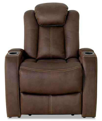 Ross 36 Fauteuil à inclinaison électrique en tissu de suédine avec appuie-tête électrique et deux porte-gobelets - brun chocolat