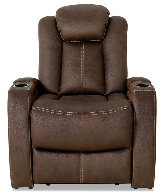 Ross 36 Fauteuil à inclinaison électrique en tissu de suédine avec appuie-tête électrique et deux porte-gobelets - brun chocolat