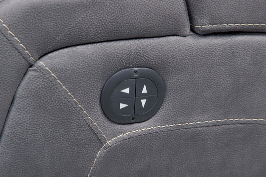 Fauteuil à inclinaison électrique Ross de 36 po en tissu de suédine avec appuie-tête électrique et deux porte-gobelets - gris étain