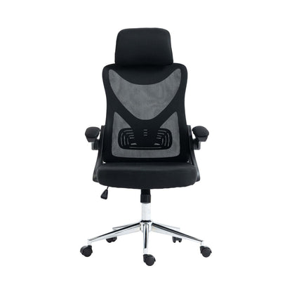 Chaise de bureau ergonomique Techni Mobili Essential avec appui-tête et support lombaire - Noir|Chaise de bureau ergonomique Essential de Techni Mobili avec appuis-tête et soutien lombaire - noire