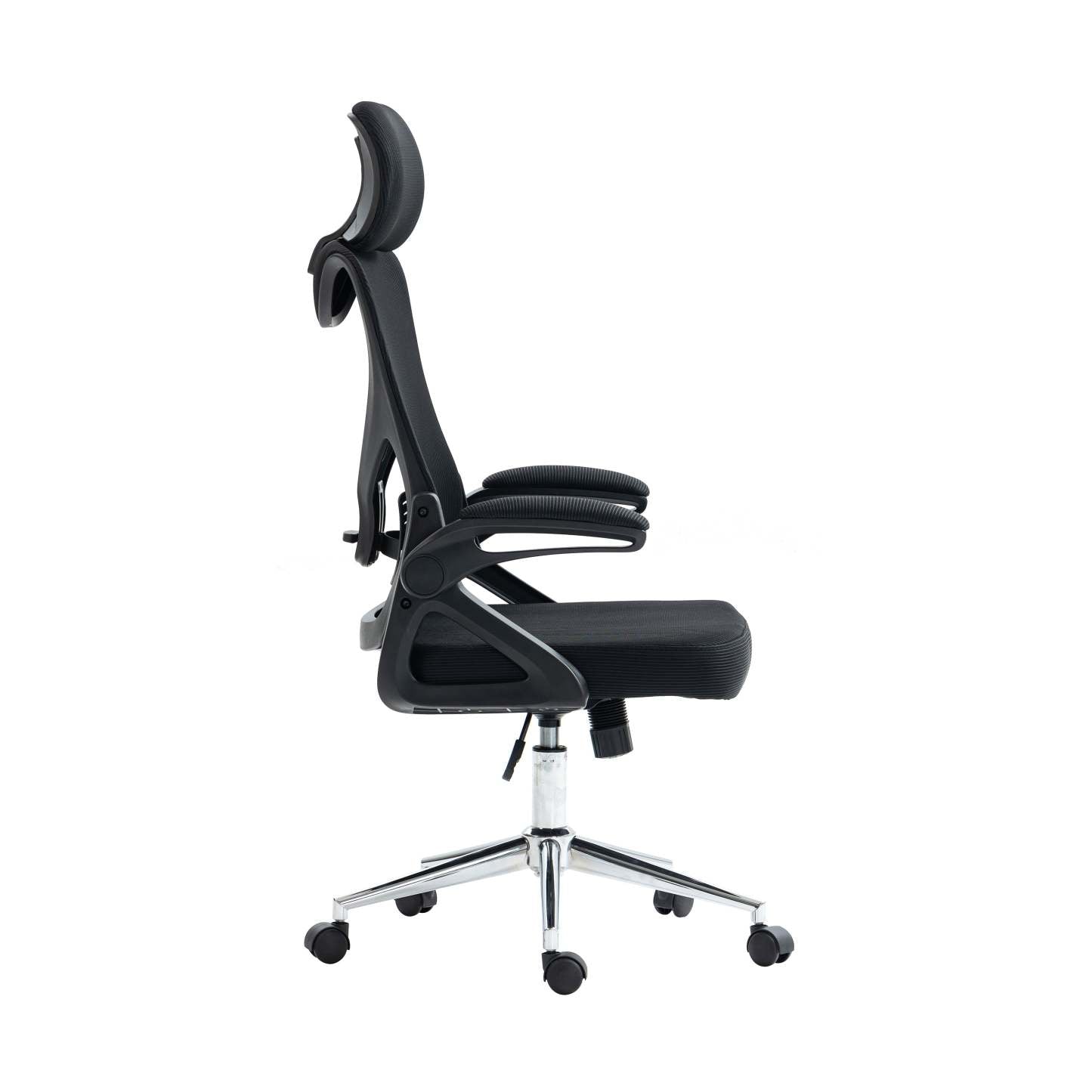 Chaise de bureau ergonomique Techni Mobili Essential avec appui-tête et support lombaire - Noir|Chaise de bureau ergonomique Essential de Techni Mobili avec appuis-tête et soutien lombaire - noire