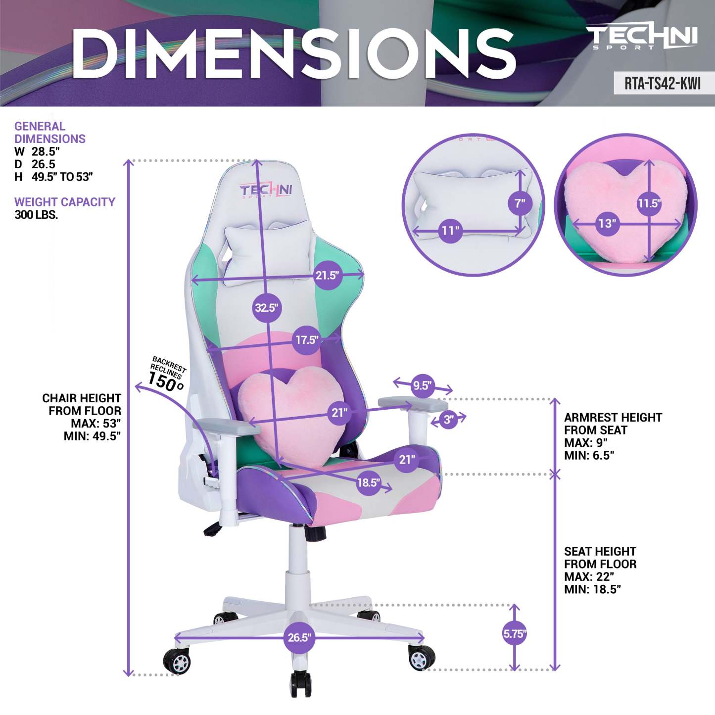 Techni Sport TS-42 Office Gaming Chair - Kawaii|Fauteuil de jeu et de bureau TS-42 de Techni Sport - Kawaii