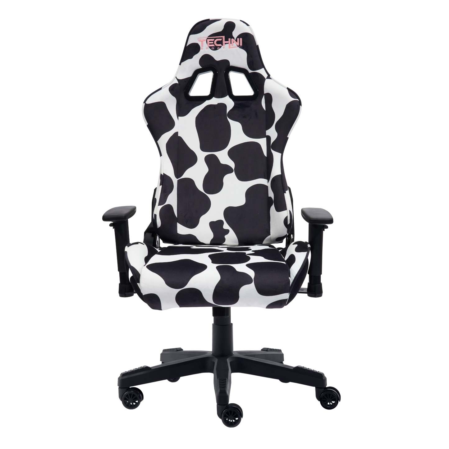 Techni Sport TS85 Cow Print Luxx Series Office Gaming Chair - Black|Fauteuil de jeu et de bureau TS85 de série Luxx de Techni à imprimé de vache - noir