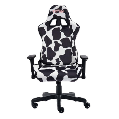 Techni Sport TS85 Cow Print Luxx Series Office Gaming Chair - Black|Fauteuil de jeu et de bureau TS85 de série Luxx de Techni à imprimé de vache - noir