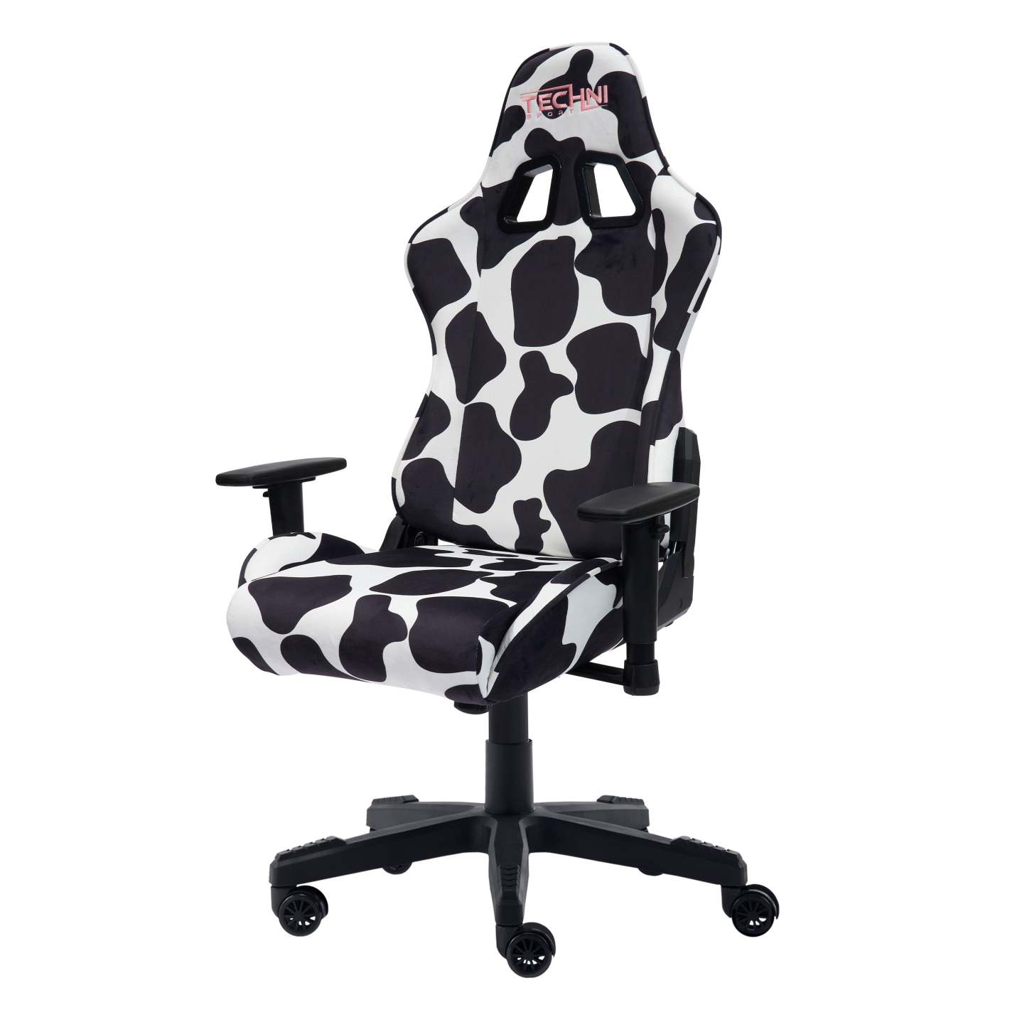 Techni Sport TS85 Cow Print Luxx Series Office Gaming Chair - Black|Fauteuil de jeu et de bureau TS85 de série Luxx de Techni à imprimé de vache - noir