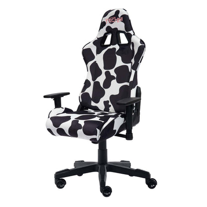 Techni Sport TS85 Cow Print Luxx Series Office Gaming Chair - Black|Fauteuil de jeu et de bureau TS85 de série Luxx de Techni à imprimé de vache - noir