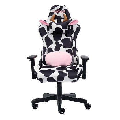 Techni Sport TS85 Cow Print Luxx Series Office Gaming Chair - Black|Fauteuil de jeu et de bureau TS85 de série Luxx de Techni à imprimé de vache - noir