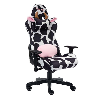 Techni Sport TS85 Cow Print Luxx Series Office Gaming Chair - Black|Fauteuil de jeu et de bureau TS85 de série Luxx de Techni à imprimé de vache - noir