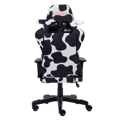 Techni Sport TS85 Cow Print Luxx Series Office Gaming Chair - Black|Fauteuil de jeu et de bureau TS85 de série Luxx de Techni à imprimé de vache - noir
