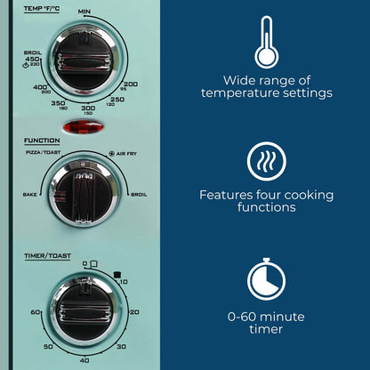 Four grille-pain rétro à convection Nostalgia 12 tranches - RTOV2AQ|Quatre grille-pain rétro à convection et à 12 tranches de Nostalgia, turquoise - RTOV2AQ