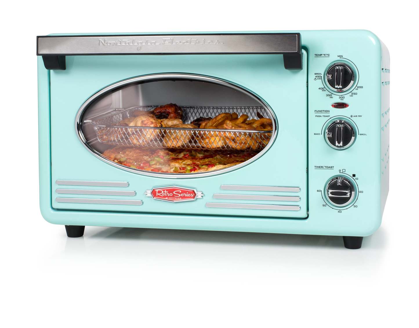 Four grille-pain rétro à convection Nostalgia 12 tranches - RTOV2AQ|Quatre grille-pain rétro à convection et à 12 tranches de Nostalgia, turquoise - RTOV2AQ