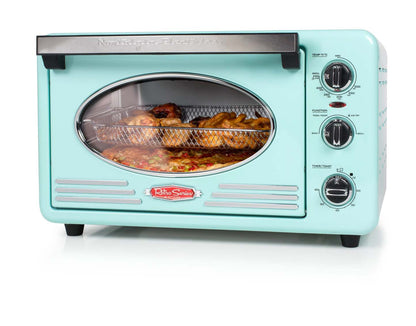 Four grille-pain rétro à convection Nostalgia 12 tranches - RTOV2AQ|Quatre grille-pain rétro à convection et à 12 tranches de Nostalgia, turquoise - RTOV2AQ