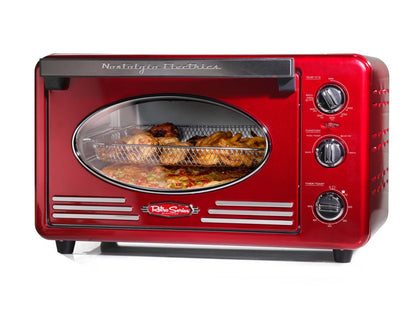 Nostalgia Retro 12-Slice Red Convection Toaster Oven - RTOV2RR|Quatre grille-pain rétro à convection de Nostalgia à 12 tranches, rouge - RTOV2RR